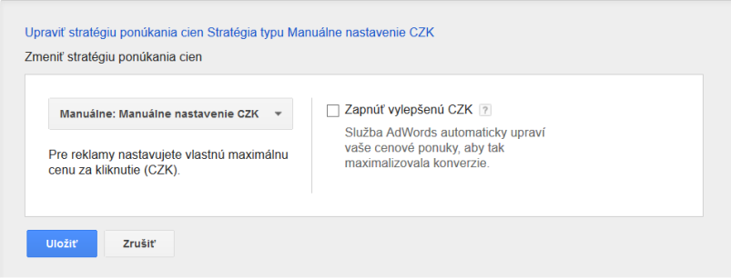 stratégia ponúkania cien v Google AdWords