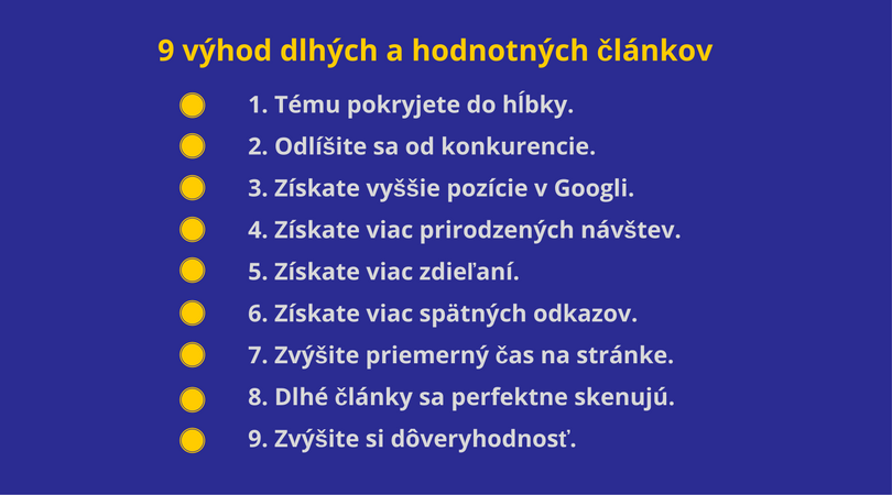 výhody dlhých a hodnotných článkov