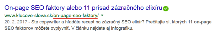 kľúčové slovo v URL adrese