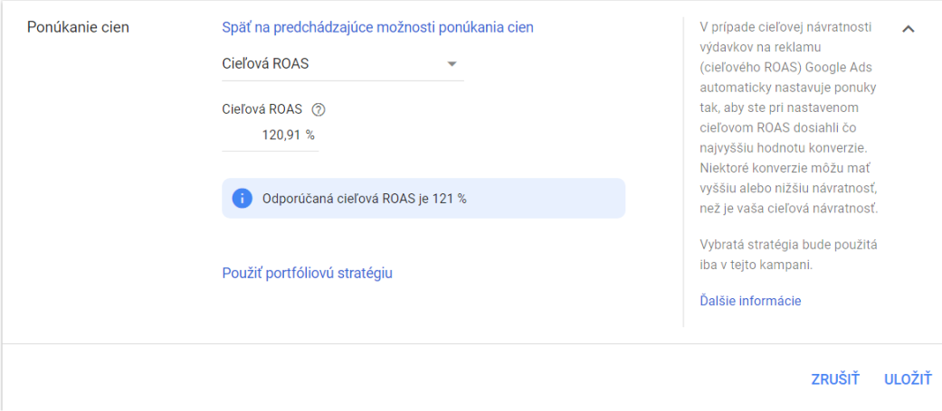 cieľová ROAS v Google Ads