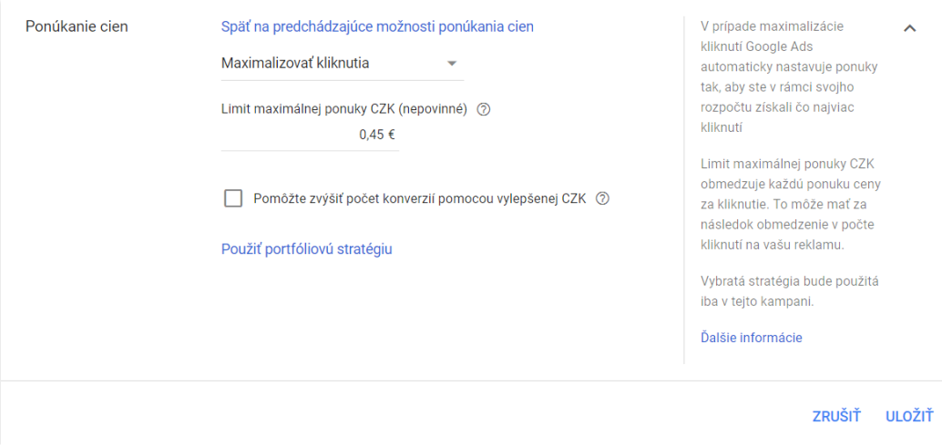 maximalizovať kliknutia v Google Ads