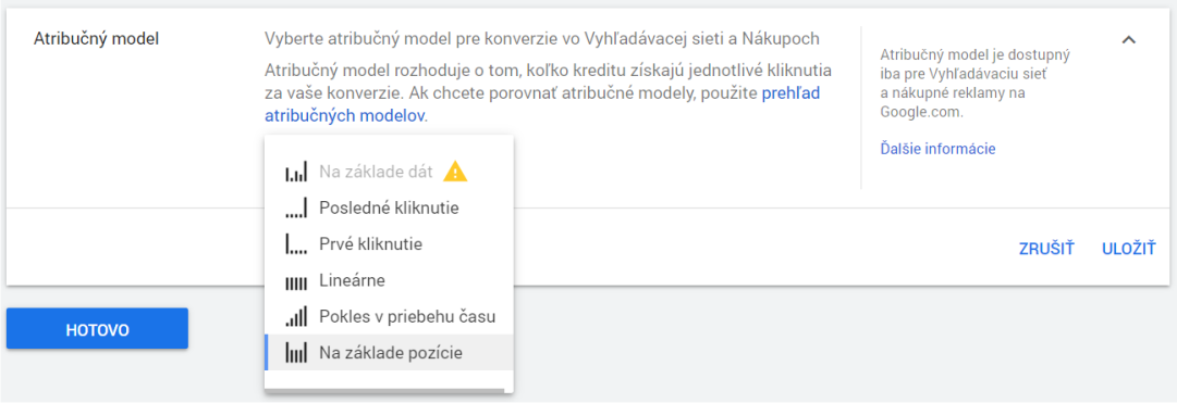 atribučné modely v Google Ads