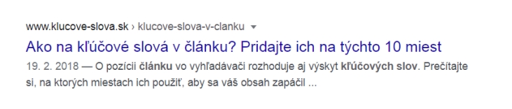 meta titulok vo výsledkoch vyhľadávania v Googli