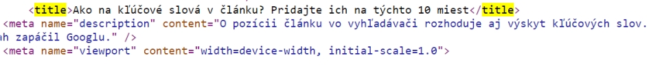 meta titulok v zdrojovom kóde stránky