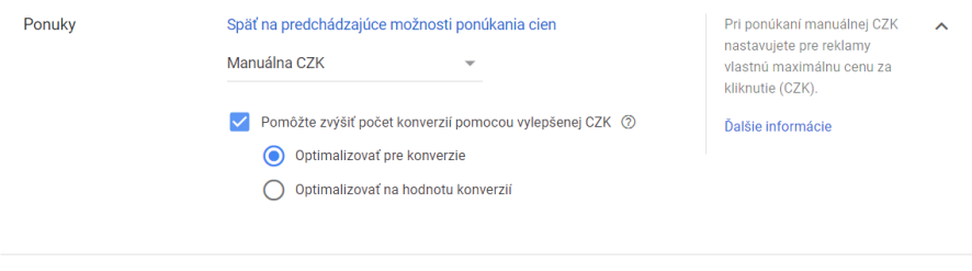 cenová stratégia vylepšená CZK v Google Ads