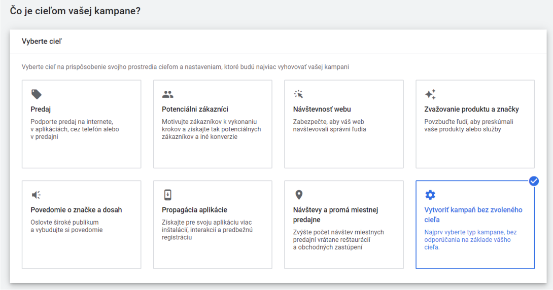 cieľ kampane Google Ads