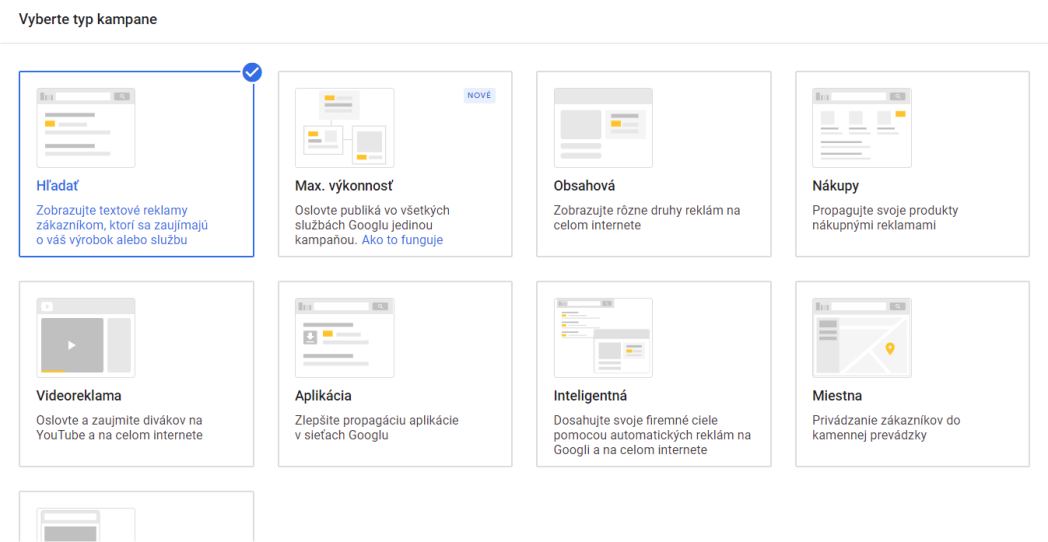 typ kampane Google Ads